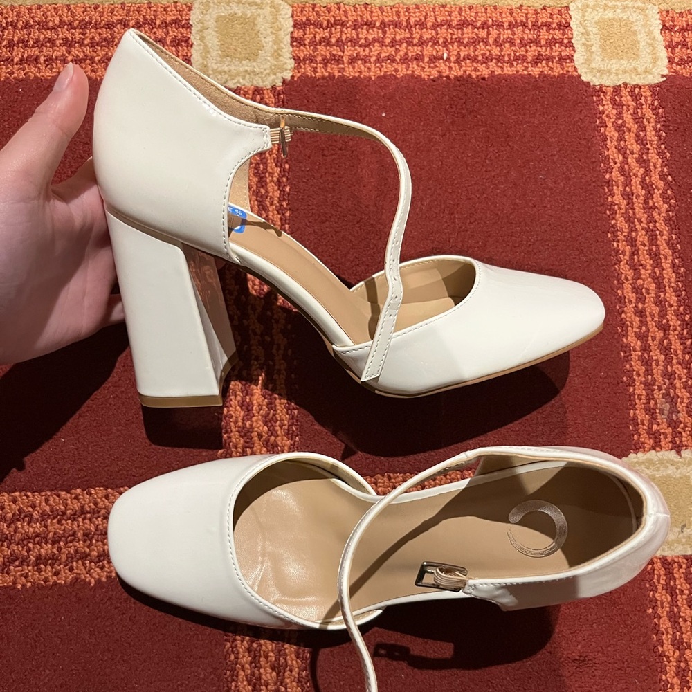 White 3in heels